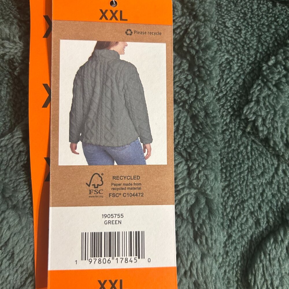 Eddie Bauer Women's Cable Fleece Mock Neck Pullover Green Size XXL - Picture 5 of 6